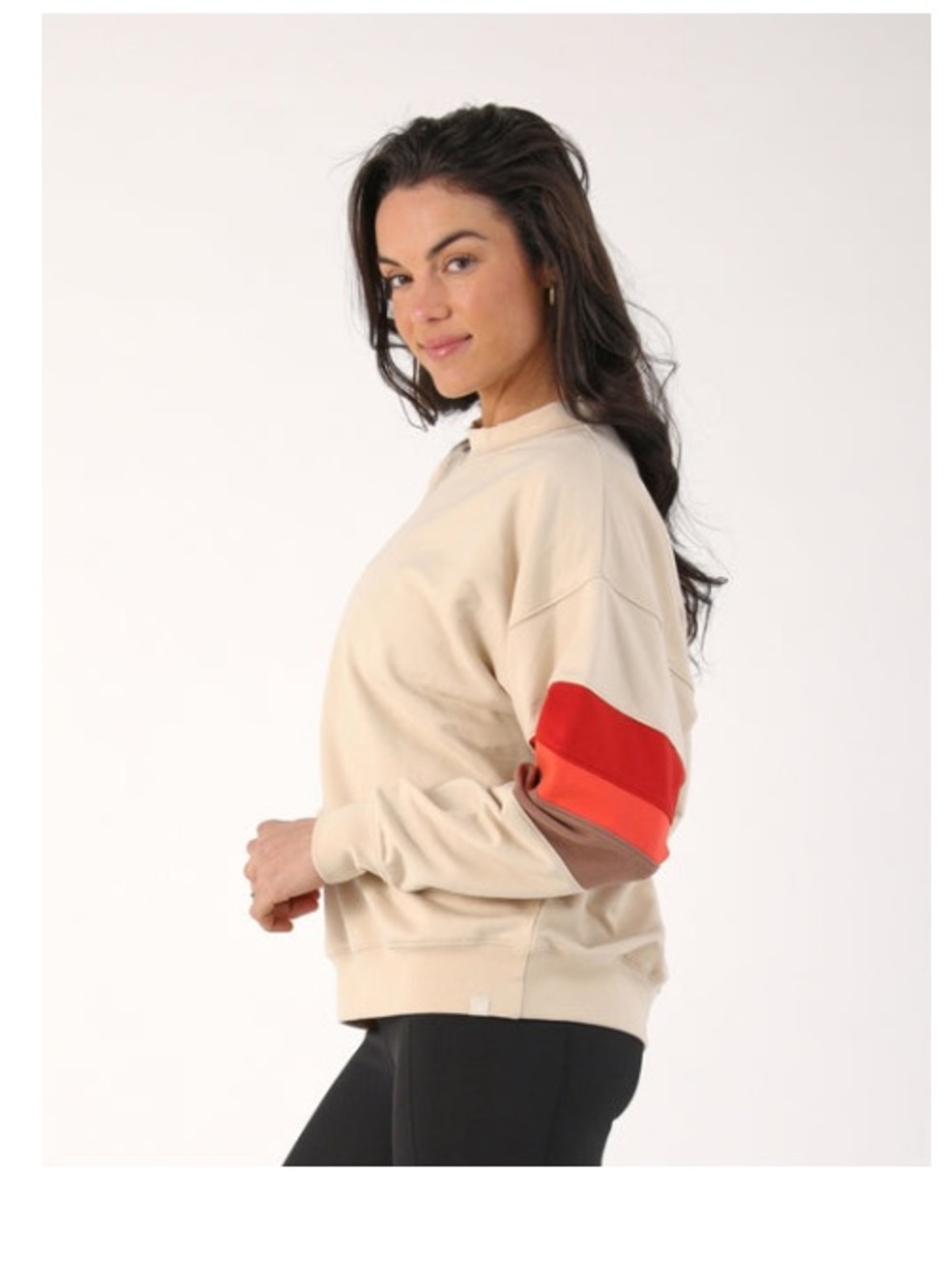 Vintage Oversized Crew: Oatmilk/Scarlet